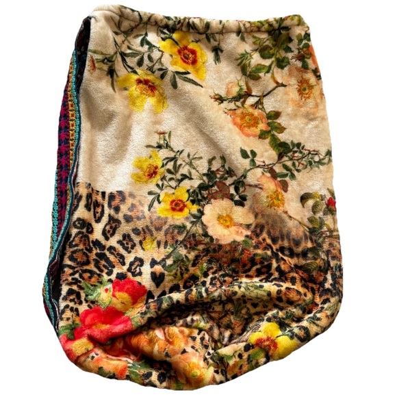 JOHNNY WAS Floral and Leopard Print Bag with Multicolor Strap Boho Trendy - Picture 2 of 6